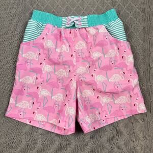 Matilda Jane Pink & Teal Flamingo Print Swim Trunks ~ 10